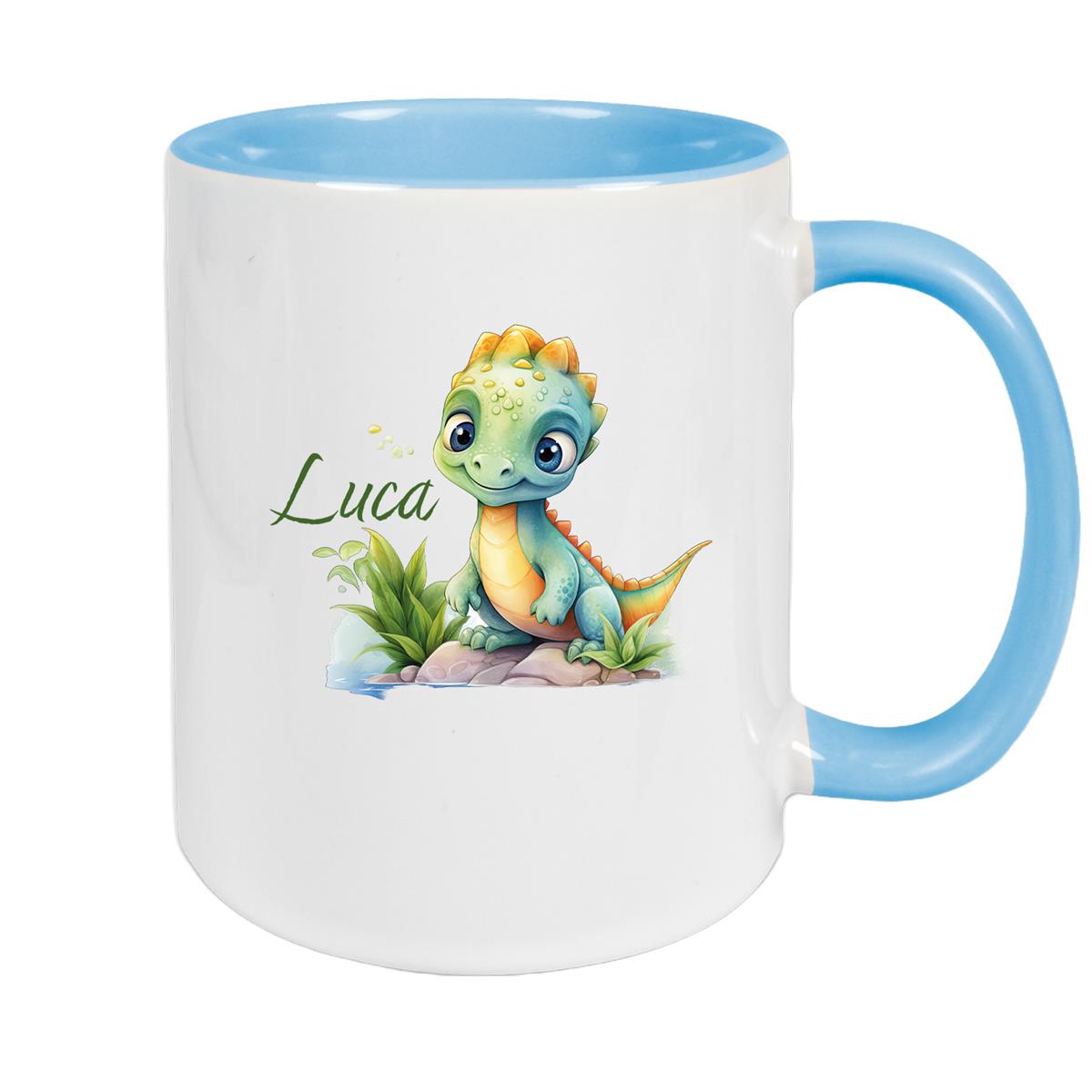 Tasse Dino 11 Wunschname Keramik Kinderbecher Personalisiert versch. Farben