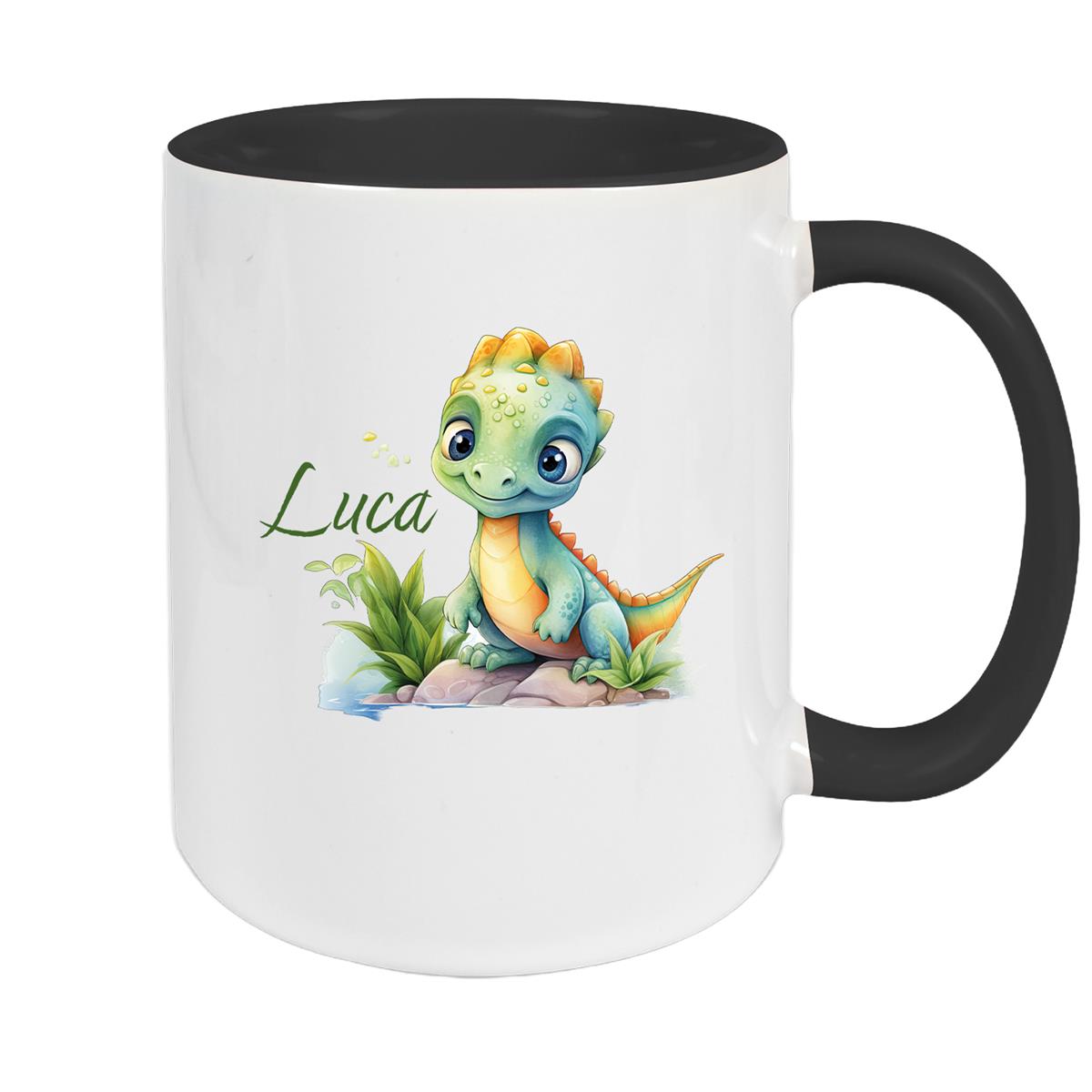 Tasse Dino 11 Wunschname Keramik Kinderbecher Personalisiert versch. Farben