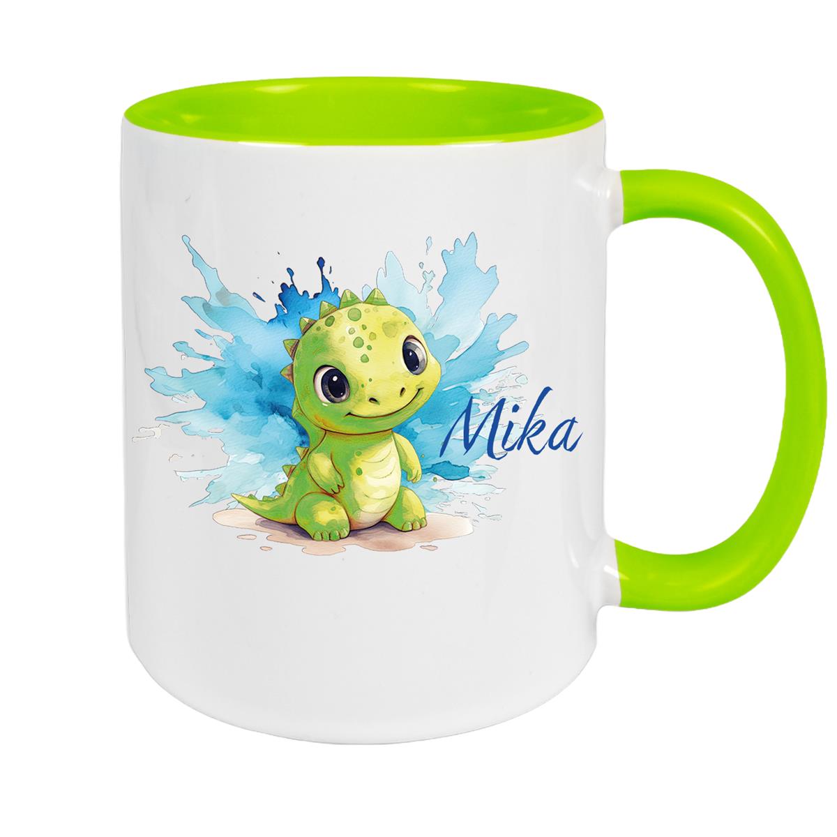 Tasse Dino 12 Wunschname Keramik Kinderbecher Personalisiert versch. Farben
