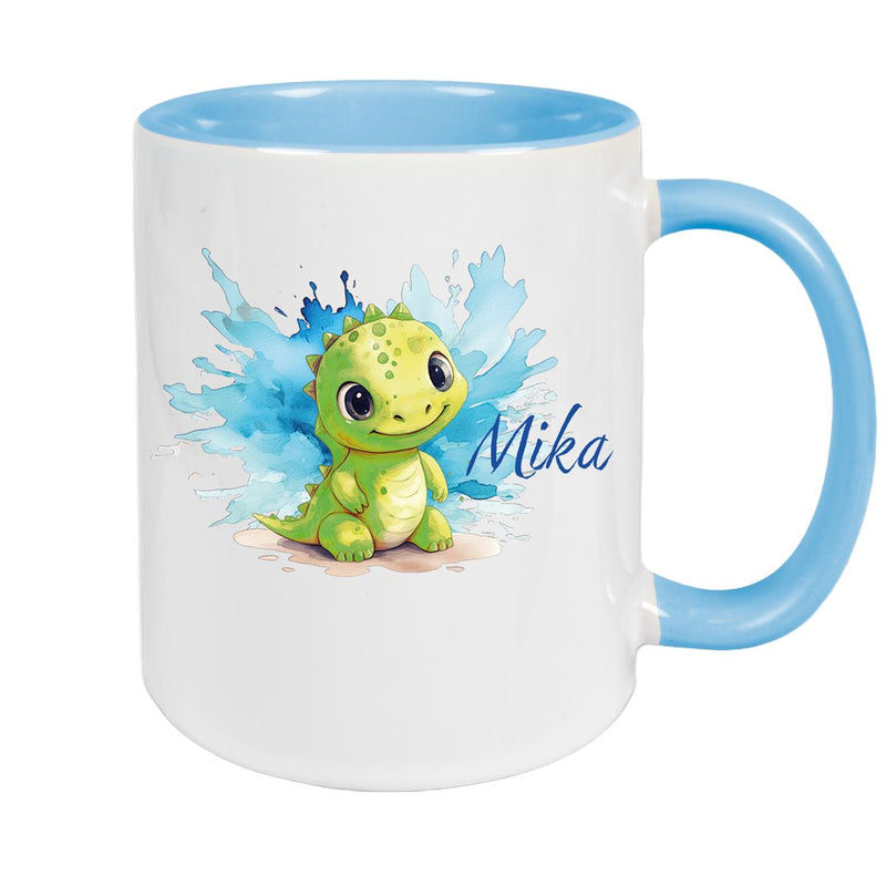 Tasse Dino 12 Wunschname Keramik Kinderbecher Personalisiert versch. Farben