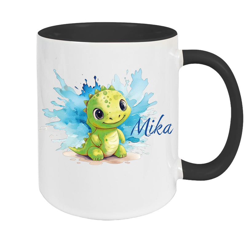 Tasse Dino 12 Wunschname Keramik Kinderbecher Personalisiert versch. Farben