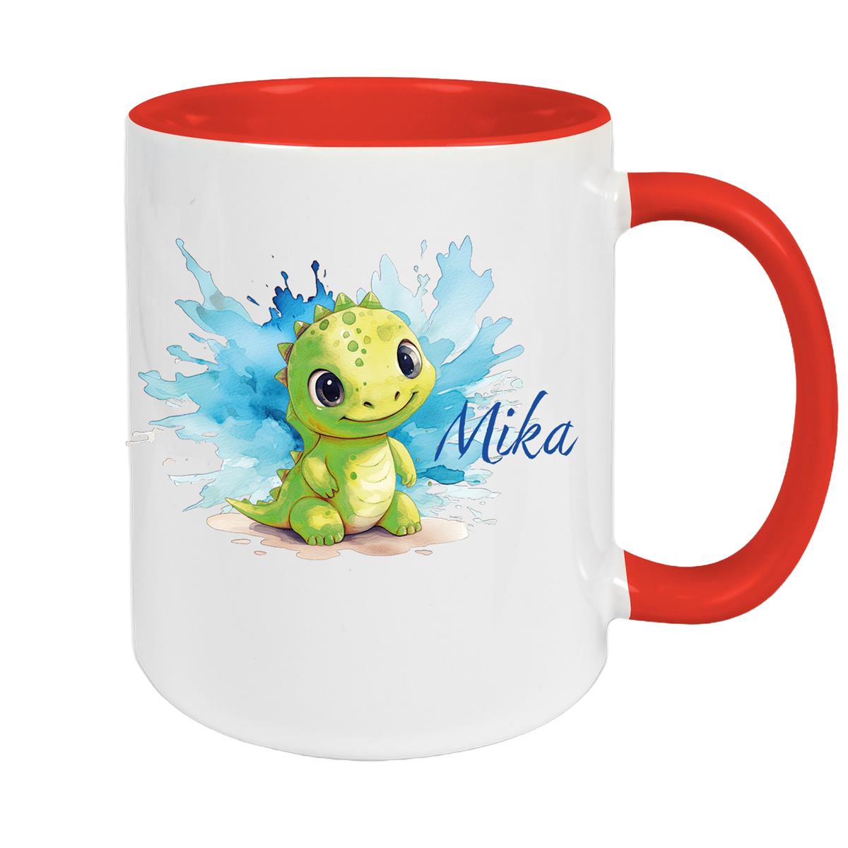 Tasse Dino 12 Wunschname Keramik Kinderbecher Personalisiert versch. Farben