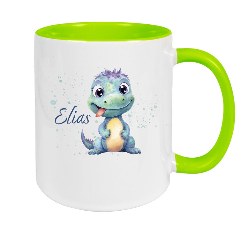 Tasse Dino 13 Wunschname Keramik Kinderbecher Personalisiert versch. Farben