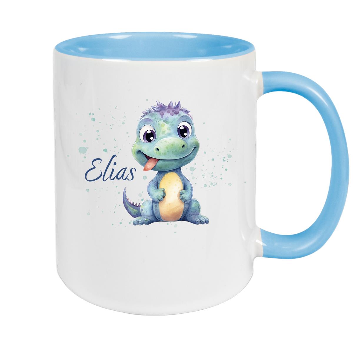 Tasse Dino 13 Wunschname Keramik Kinderbecher Personalisiert versch. Farben