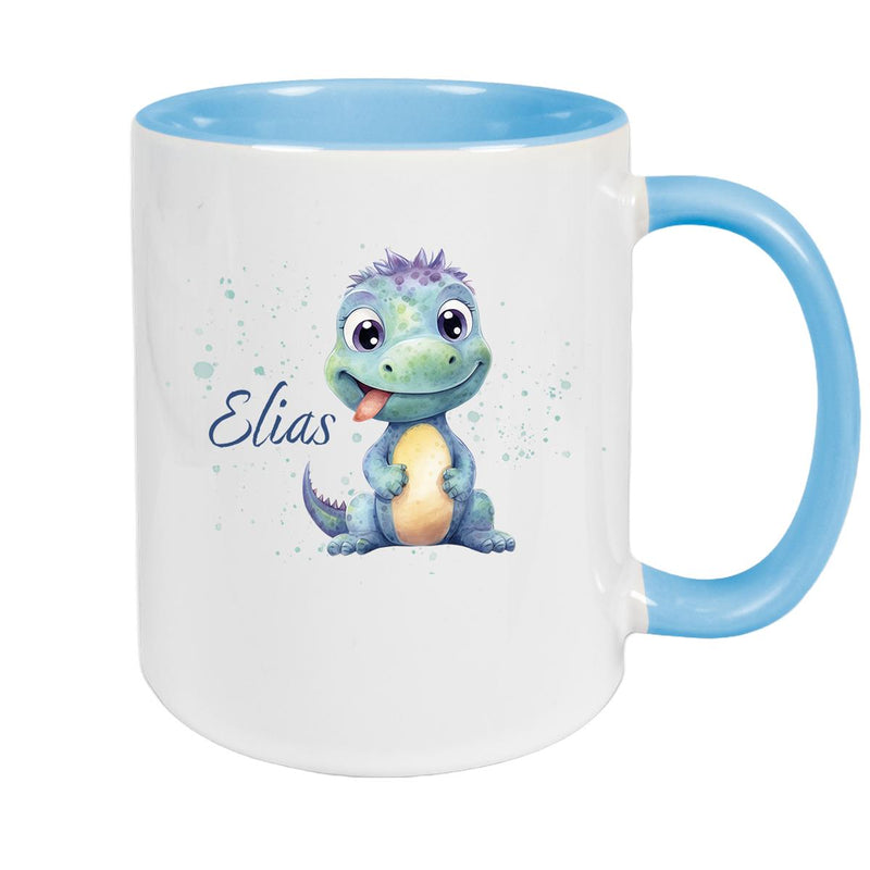 Tasse Dino 13 Wunschname Keramik Kinderbecher Personalisiert versch. Farben