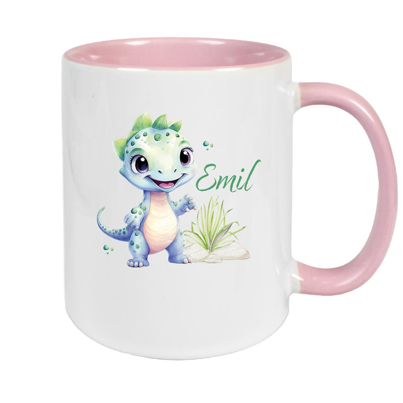 Tasse Dino 14 Wunschname Keramik Kinderbecher Personalisiert versch. Farben