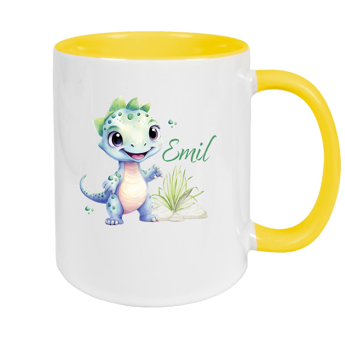 Tasse Dino 14 Wunschname Keramik Kinderbecher Personalisiert versch. Farben