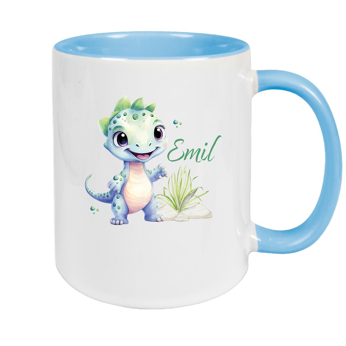 Tasse Dino 14 Wunschname Keramik Kinderbecher Personalisiert versch. Farben