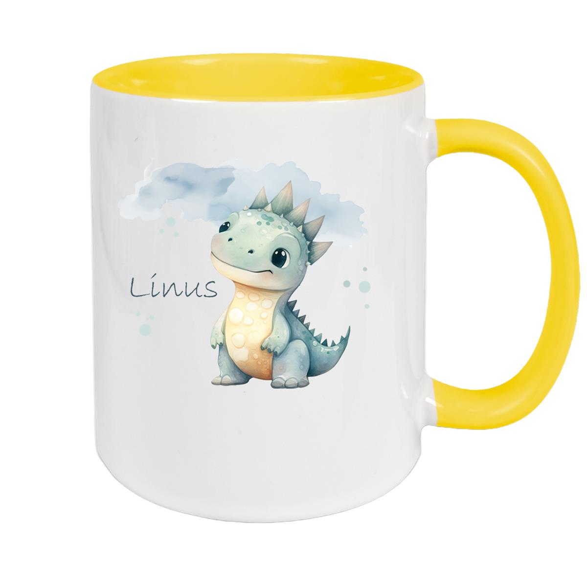 Tasse Dino 15 Wunschname Keramik Kinderbecher Personalisiert versch. Farben