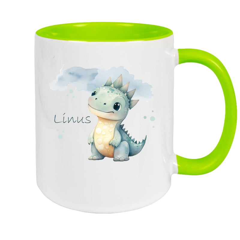 Tasse Dino 15 Wunschname Keramik Kinderbecher Personalisiert versch. Farben