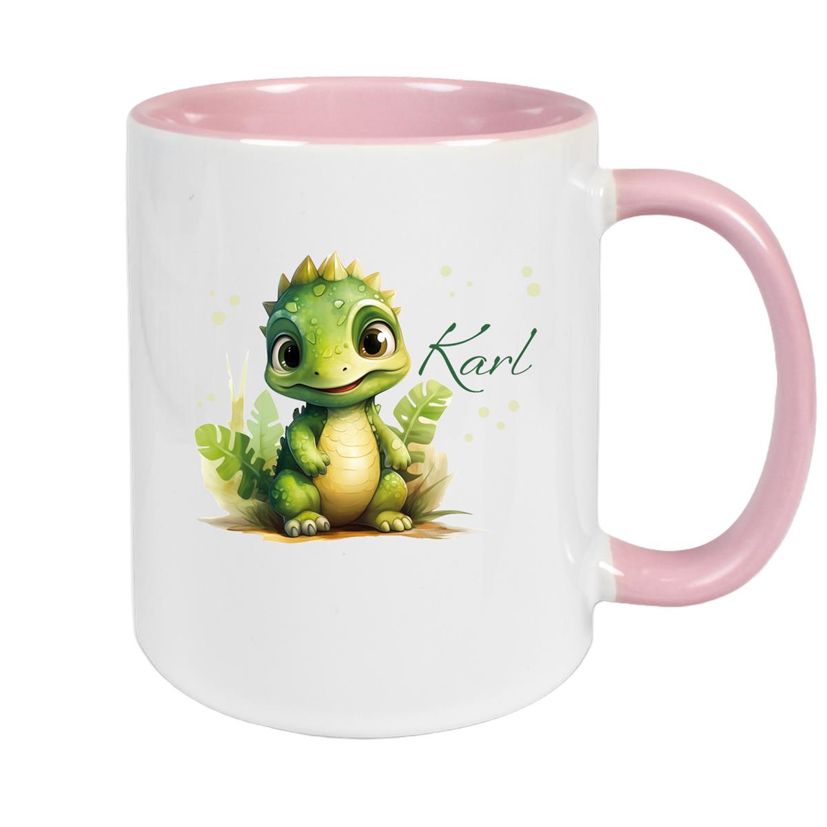 Tasse Dino 16 Wunschname Keramik Kinderbecher Personalisiert versch. Farben