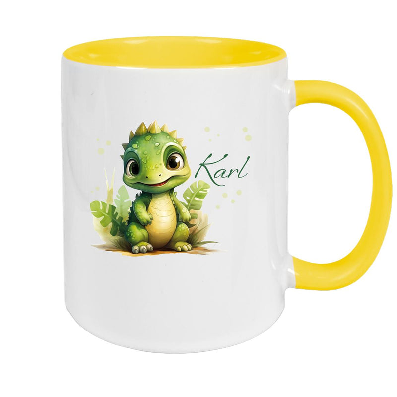 Tasse Dino 16 Wunschname Keramik Kinderbecher Personalisiert versch. Farben