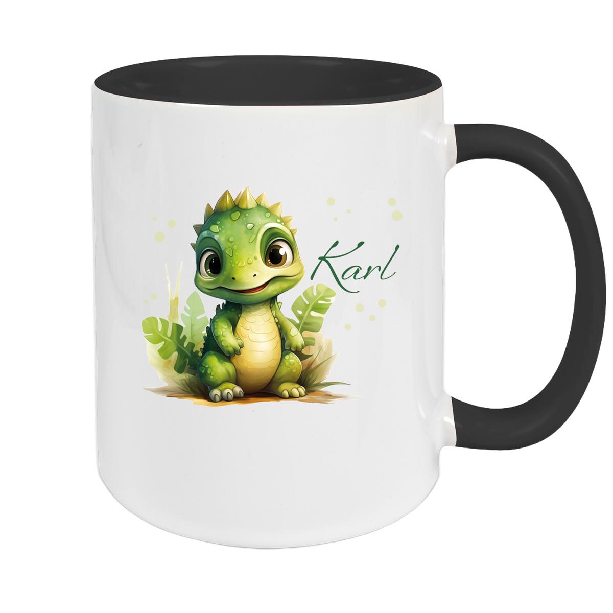 Tasse Dino 16 Wunschname Keramik Kinderbecher Personalisiert versch. Farben