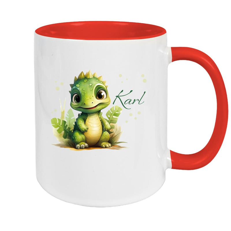 Tasse Dino 16 Wunschname Keramik Kinderbecher Personalisiert versch. Farben