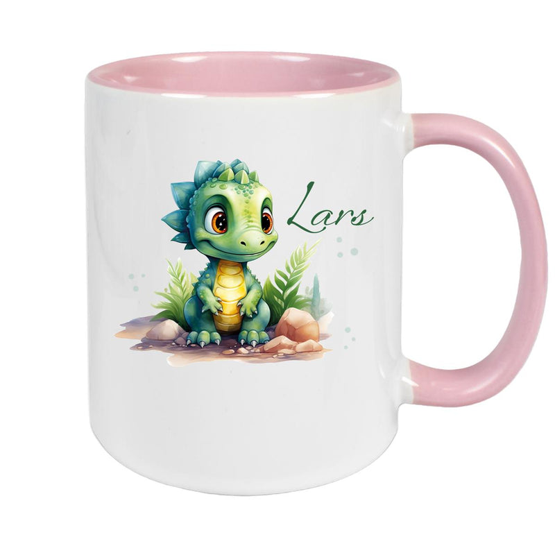 Tasse Dino 17 Wunschname Keramik Kinderbecher Personalisiert versch. Farben
