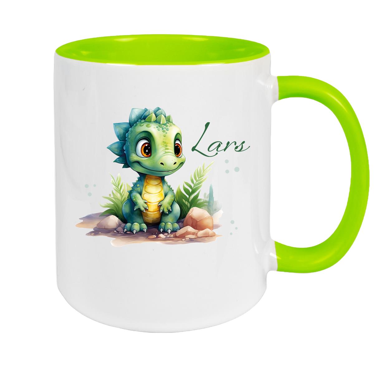 Tasse Dino 17 Wunschname Keramik Kinderbecher Personalisiert versch. Farben