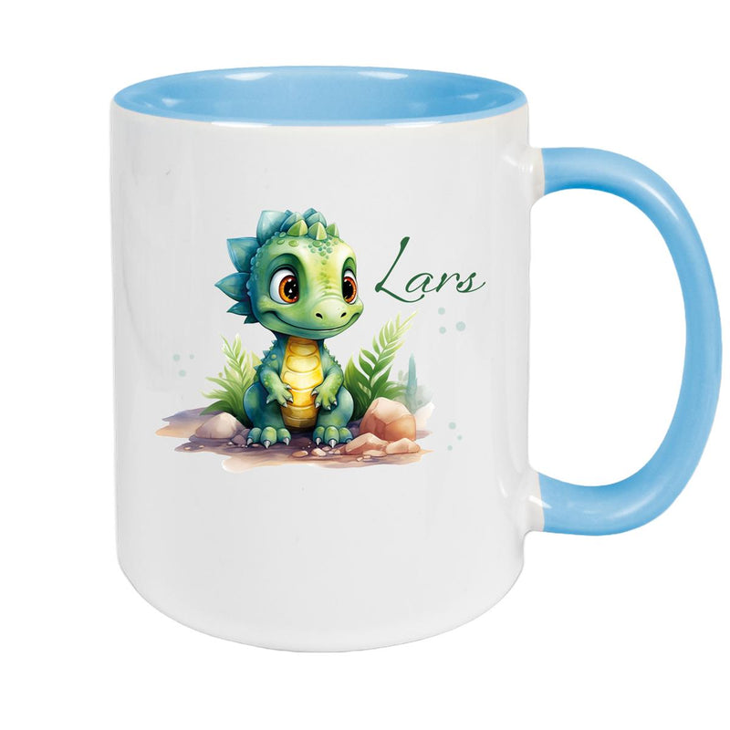 Tasse Dino 17 Wunschname Keramik Kinderbecher Personalisiert versch. Farben
