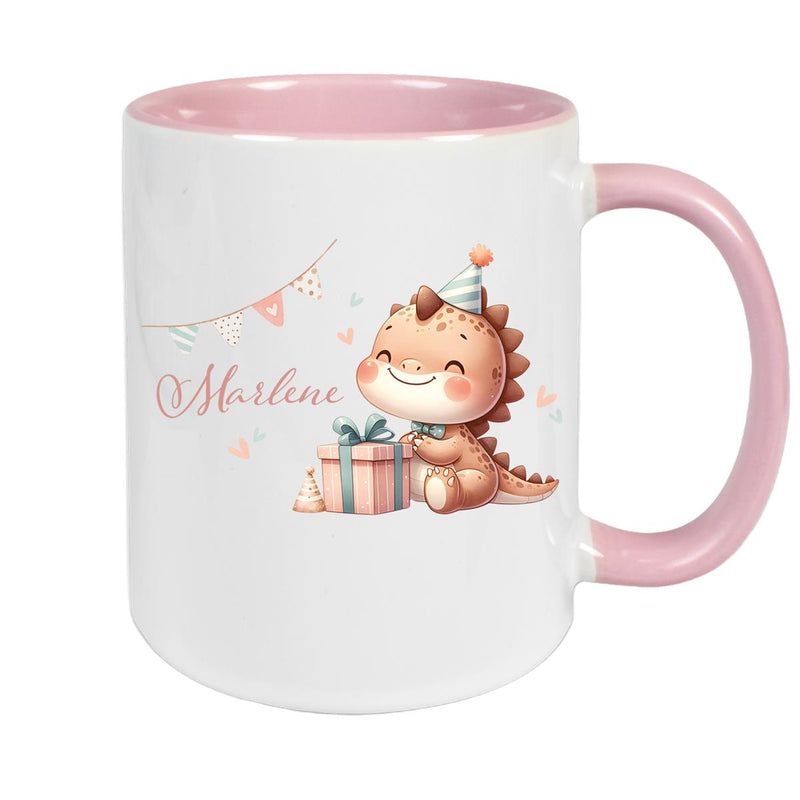 Tasse Dino 18 Wunschname Keramik Kinderbecher Personalisiert versch. Farben