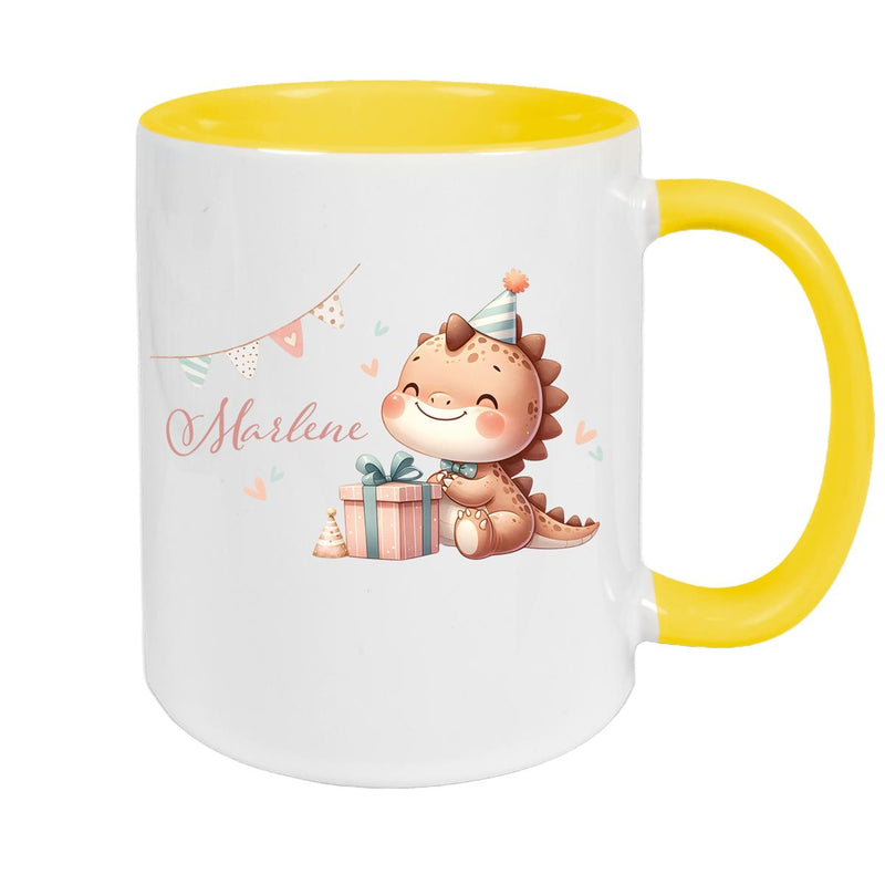 Tasse Dino 18 Wunschname Keramik Kinderbecher Personalisiert versch. Farben