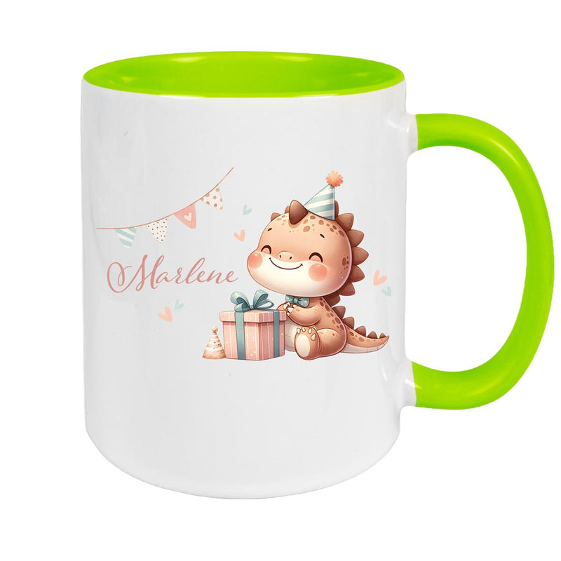 Tasse Dino 18 Wunschname Keramik Kinderbecher Personalisiert versch. Farben