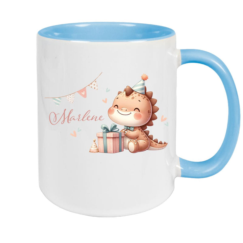 Tasse Dino 18 Wunschname Keramik Kinderbecher Personalisiert versch. Farben