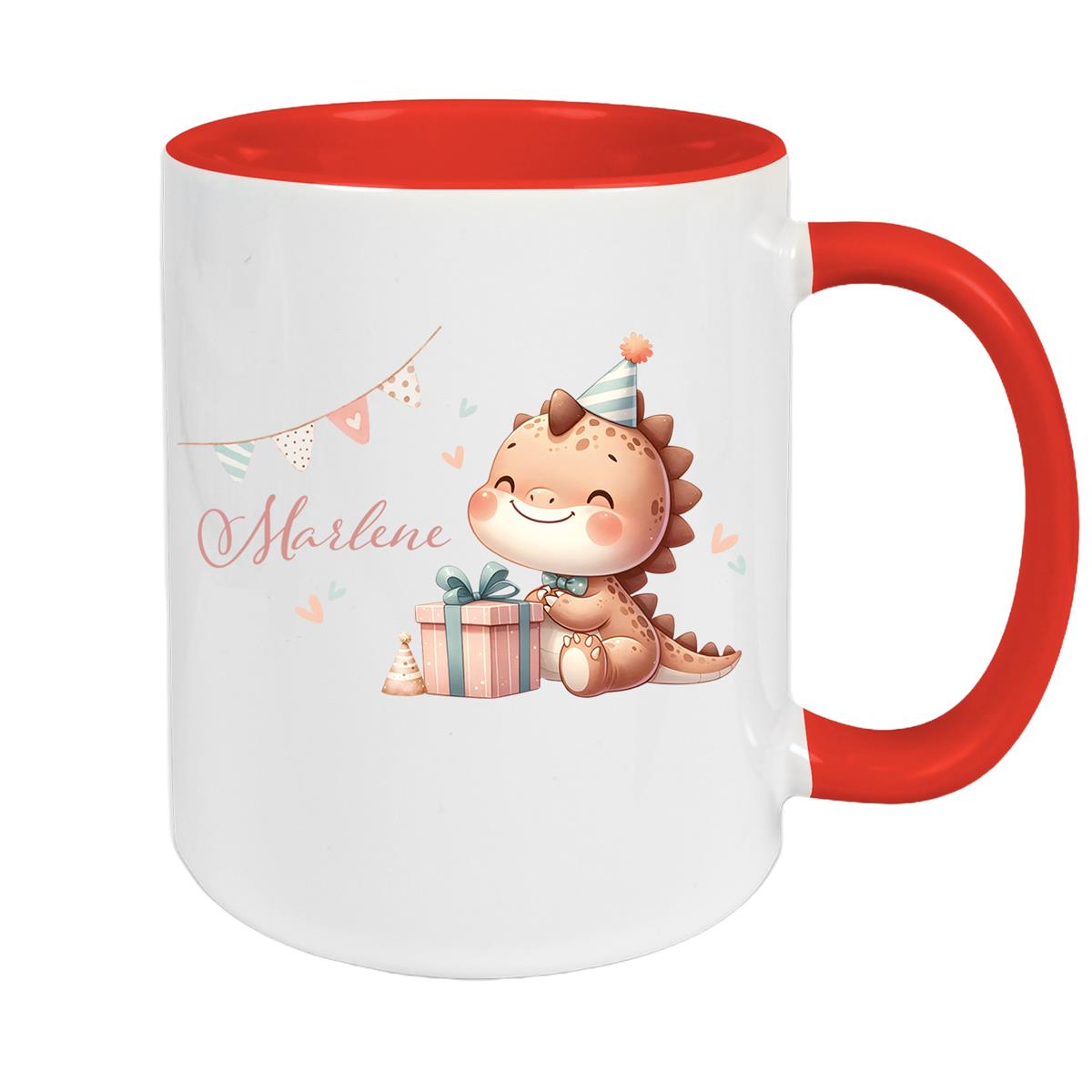 Tasse Dino 18 Wunschname Keramik Kinderbecher Personalisiert versch. Farben