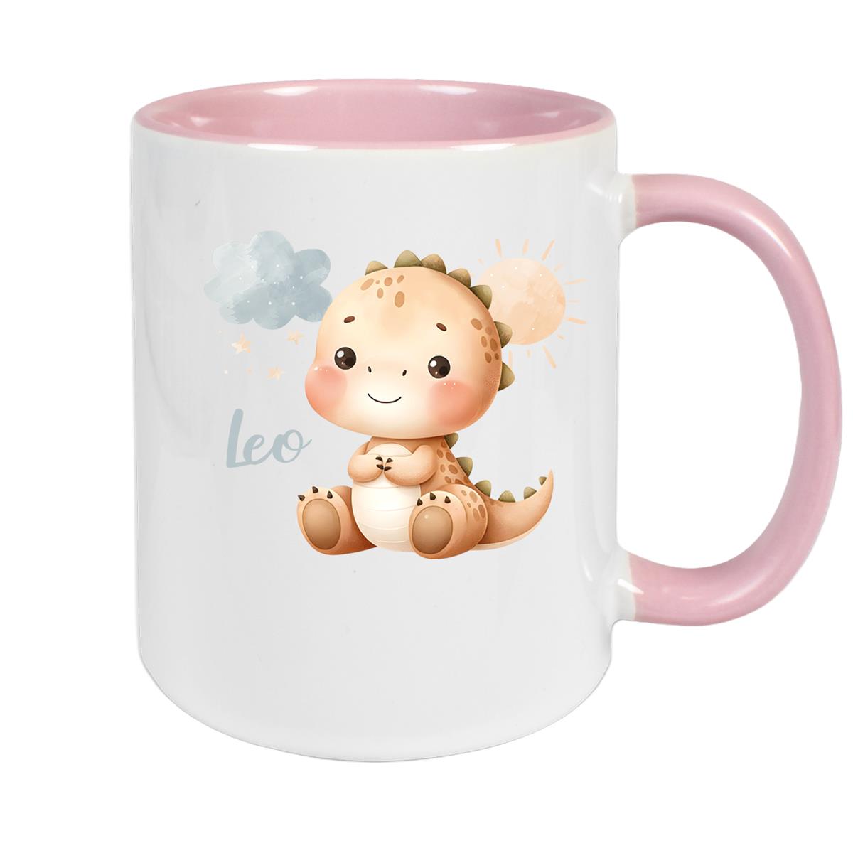 Tasse Dino 19 Wunschname Keramik Kinderbecher Personalisiert versch. Farben