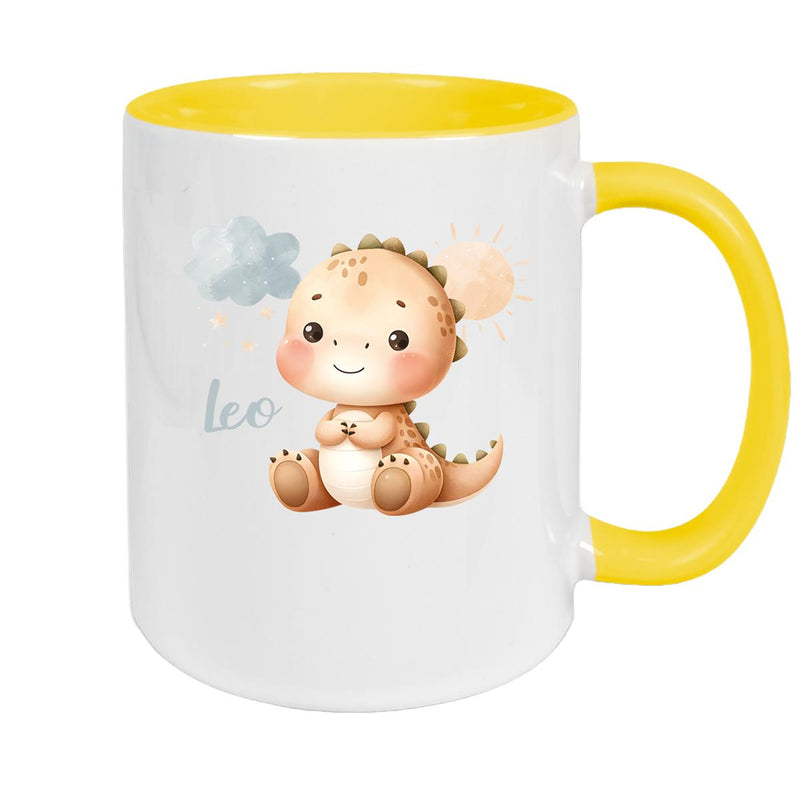 Tasse Dino 19 Wunschname Keramik Kinderbecher Personalisiert versch. Farben