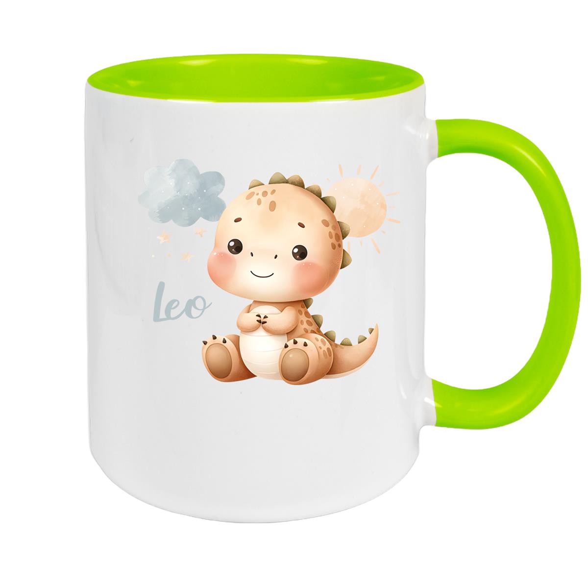 Tasse Dino 19 Wunschname Keramik Kinderbecher Personalisiert versch. Farben