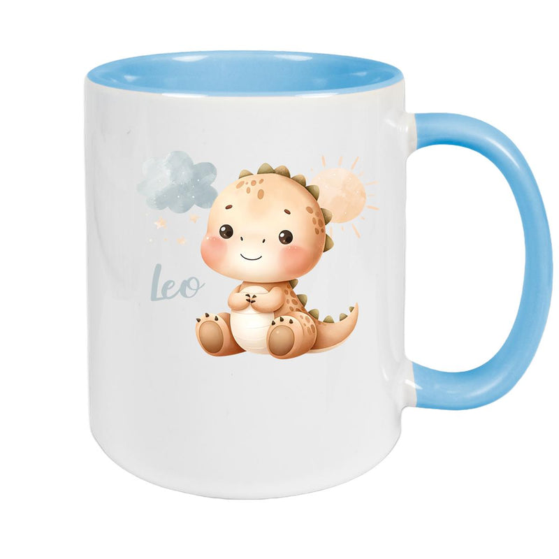 Tasse Dino 19 Wunschname Keramik Kinderbecher Personalisiert versch. Farben