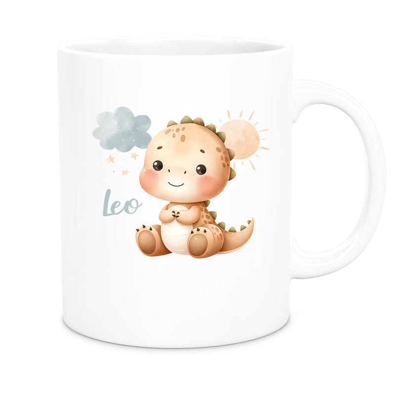 Tasse Dino 19 Wunschname Keramik Kinderbecher Personalisiert versch. Farben