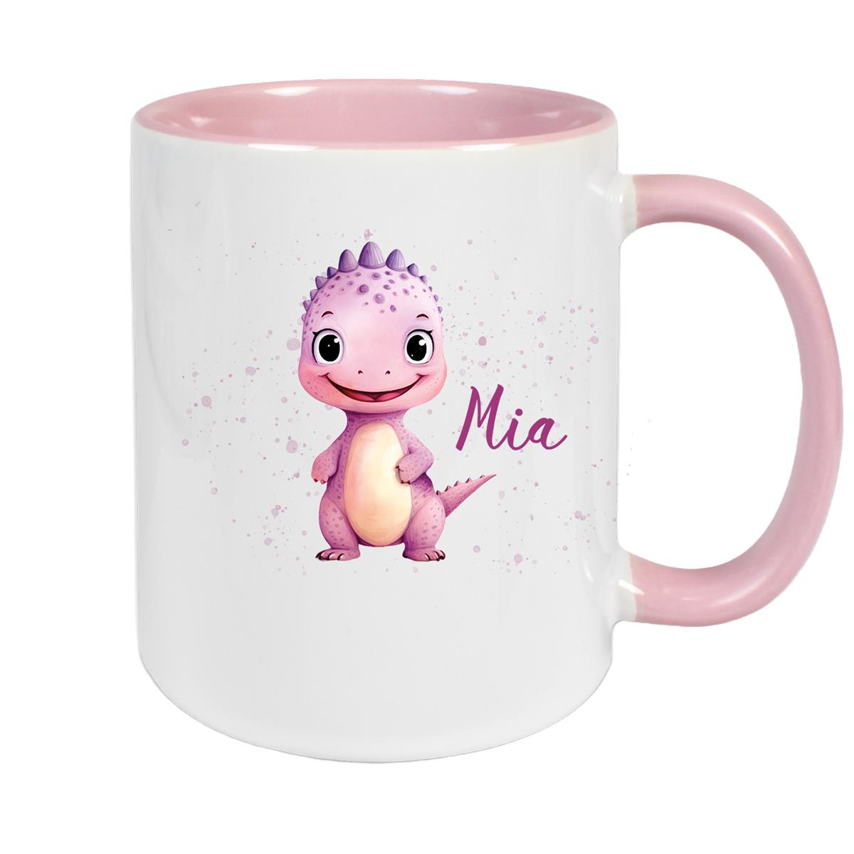 Tasse Wunschname Dino 20 Keramik Kinderbecher versch. Farben