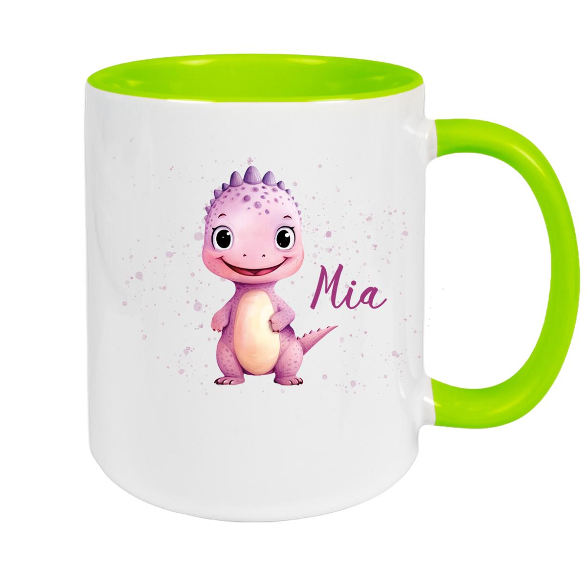 Tasse Wunschname Dino 20 Keramik Kinderbecher versch. Farben