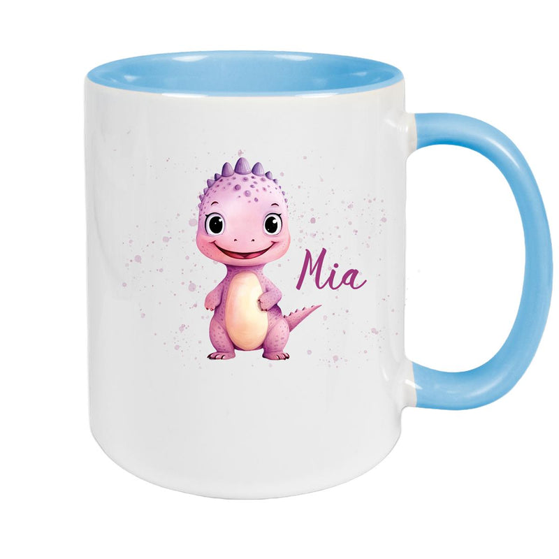 Tasse Wunschname Dino 20 Keramik Kinderbecher versch. Farben