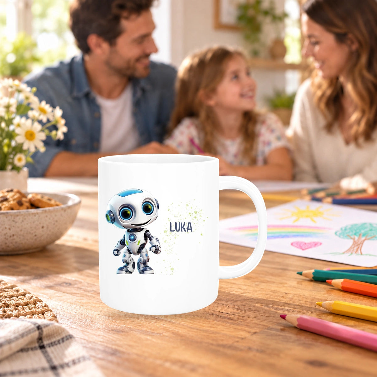 MUCKKI-PRO:8fd5397749f0490483d358767d8d6b75c1c7946d593d7c0a2977ab2948954507:Tasse Wunschname Roboter 1 Keramik Kinderbecher versch. Farben