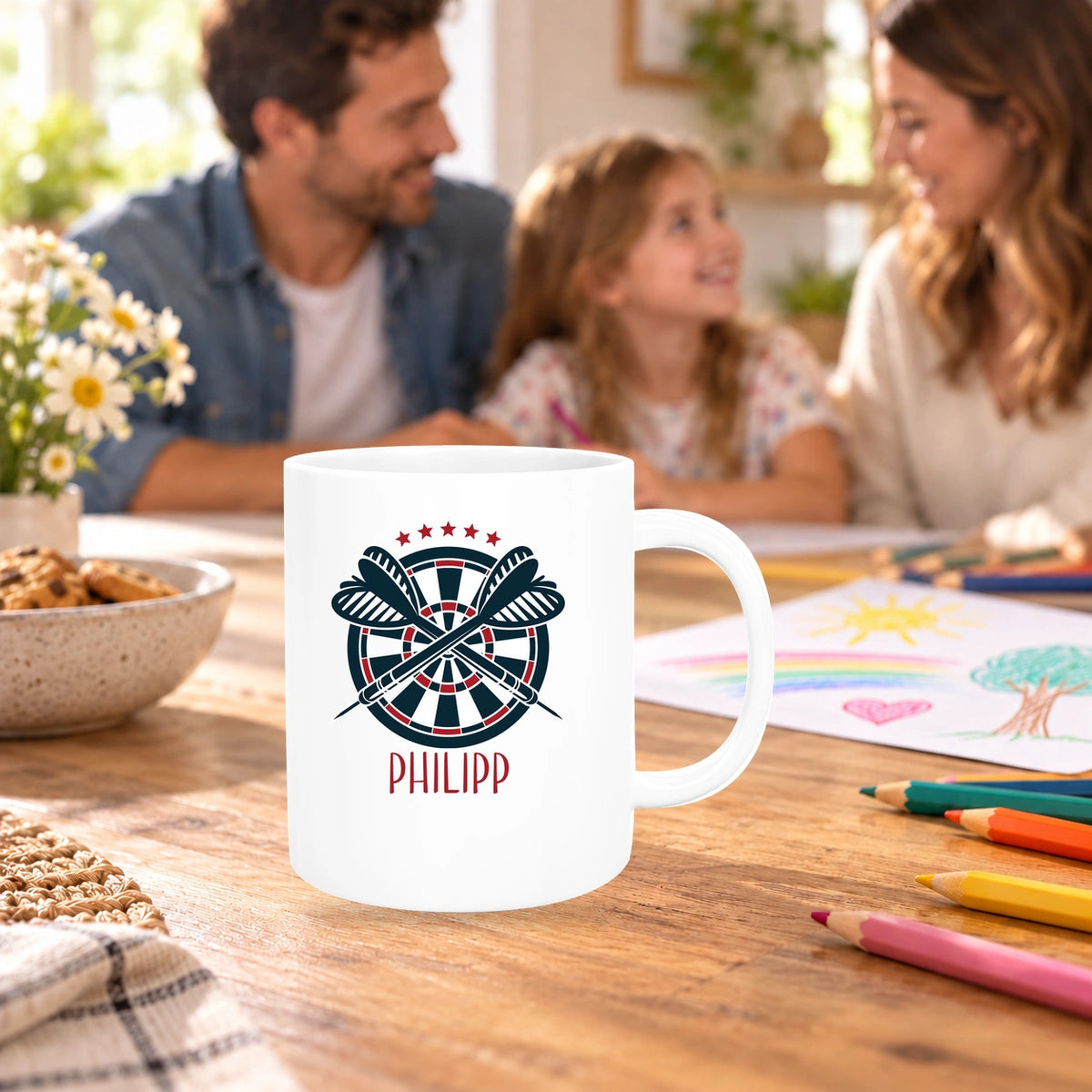 MUCKKI-PRO:eab6f87dfa2cb613db17fc03b23daf2471e4d4d8bad976840316803e0affd937:Tasse Dart 1 Wunschname Keramik Kinderbecher personalisiert versch. Farben