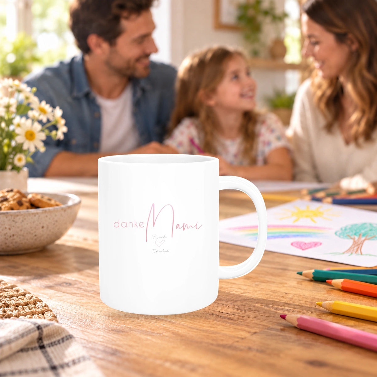 MUCKKI-PRO:f96f2c83786d9da09c41d2de62a4e15831f86dc0fc1323f91b2a41f8ff7d82c3:Tasse Muttertag 5 Wunschnamen Keramik Personalisiert versch. Farben