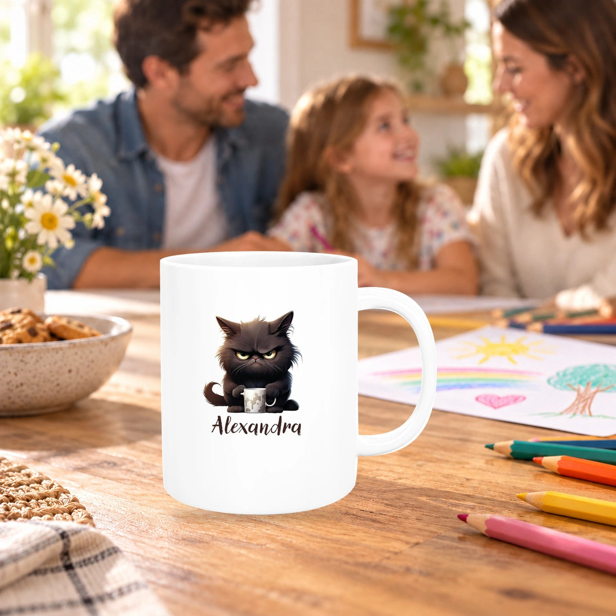 Tasse Katze Grumpy 1 Wunschname Keramik Kinderbecher personalisiert versch. Farben