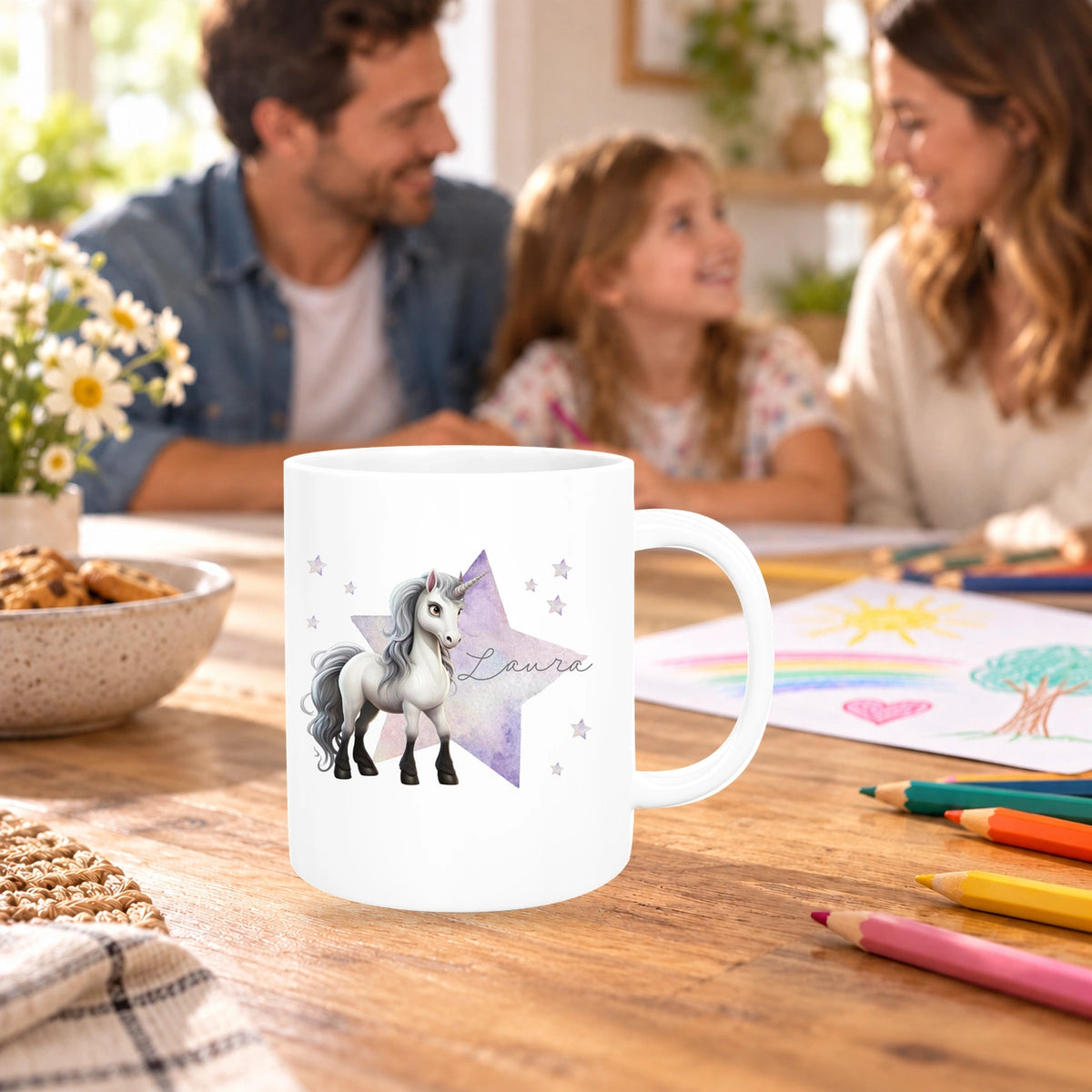 MUCKKI-PRO:c6a559e338449c33c20afc3839b0c74665e4e3c1bd88d917119997f4f5e54947:Tasse Wunschname Einhorn Stern 1 Keramik Kinderbecher versch. Farben