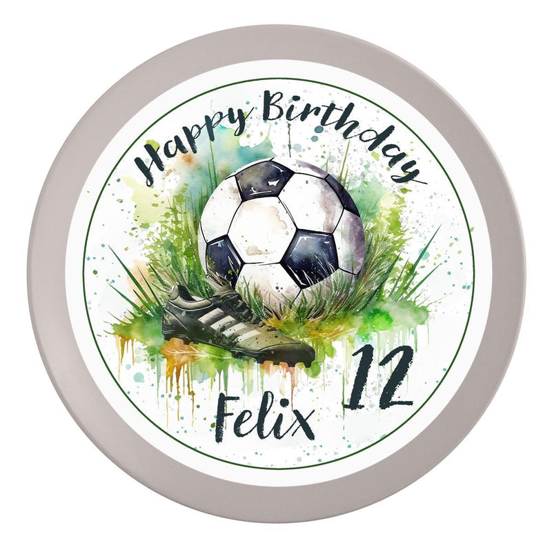 Edible Cake Topper Birthday Football 4 Name & Number (20cm)