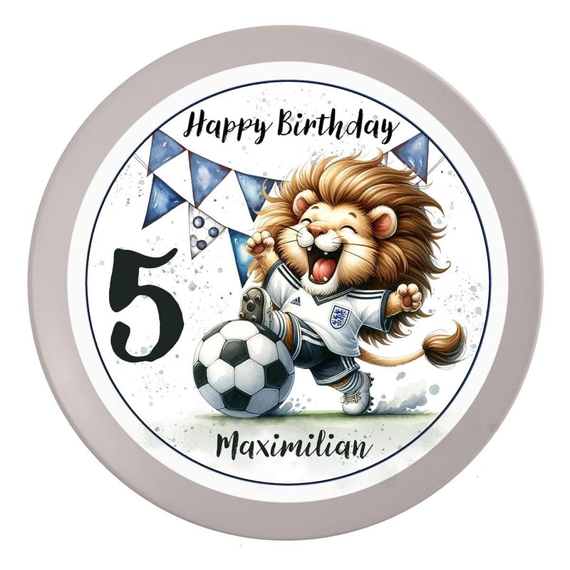 Cake Topper Birthday Football 7 Lion Name & Number (20cm) Fondant Paper