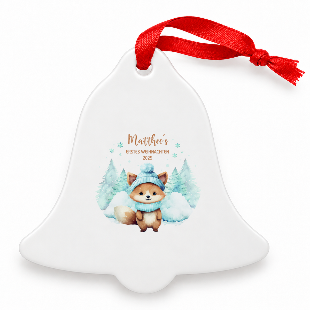 MUCKKI-PRO:727cb0a821dcca362bddce0f53c021751e1b4344e1792fbe677d94545121ec2f:Weihnachtsanhänger personalisiert Fuchs – mein erstes Weihnachten mit Wunschnamen – Rund, Stern, Herz oder Glocke