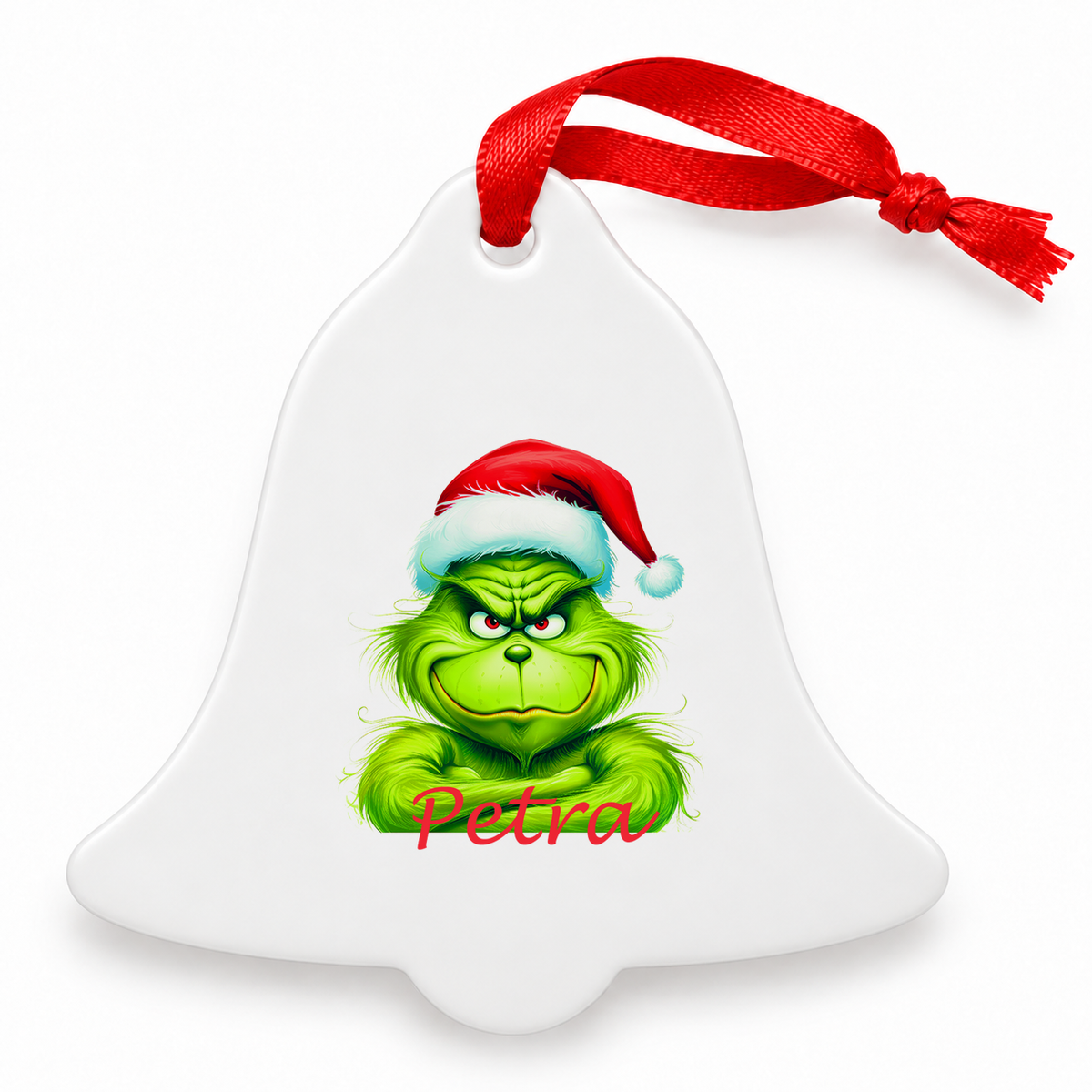 Weihnachtsanhänger personalisiert Grinch 2 mit Wunschnamen – Rund, Stern, Herz oder Glocke
