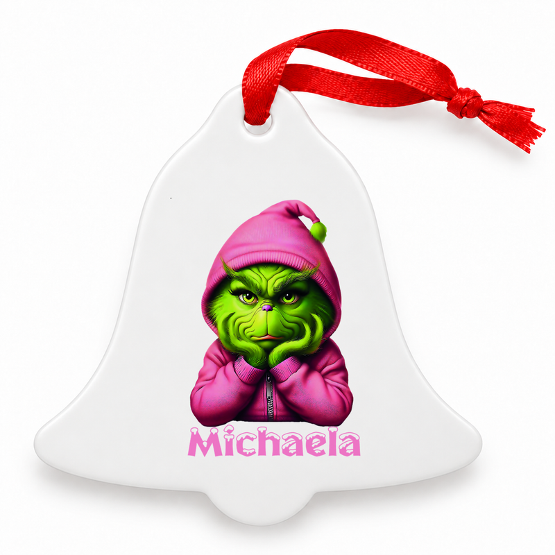 Weihnachtsanhänger personalisiert Grinch 10 mit Wunschnamen – Rund, Stern, Herz oder Glocke