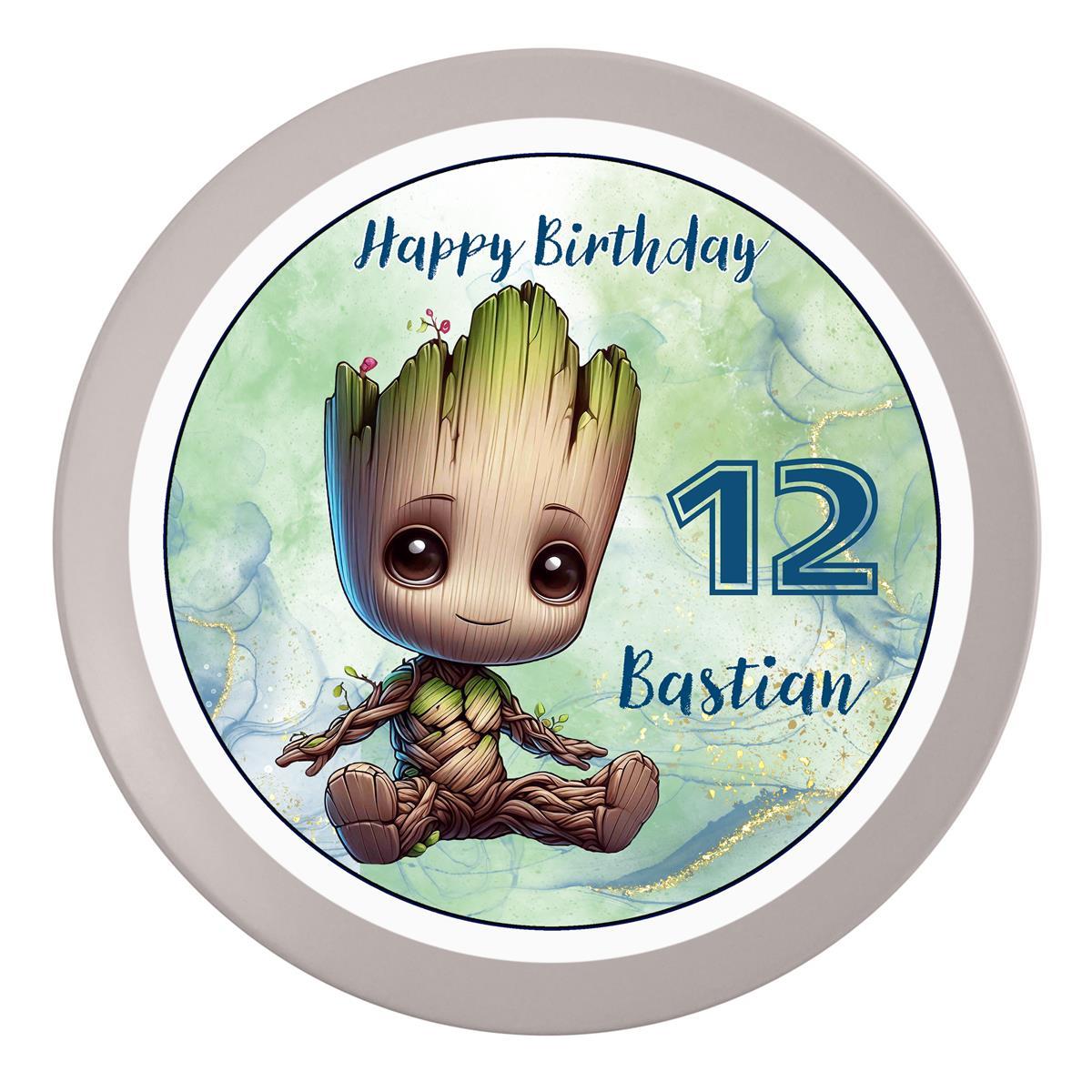 Tortenaufleger Geburtstag Baby-Groot 2 Name & Zahl (20cm)