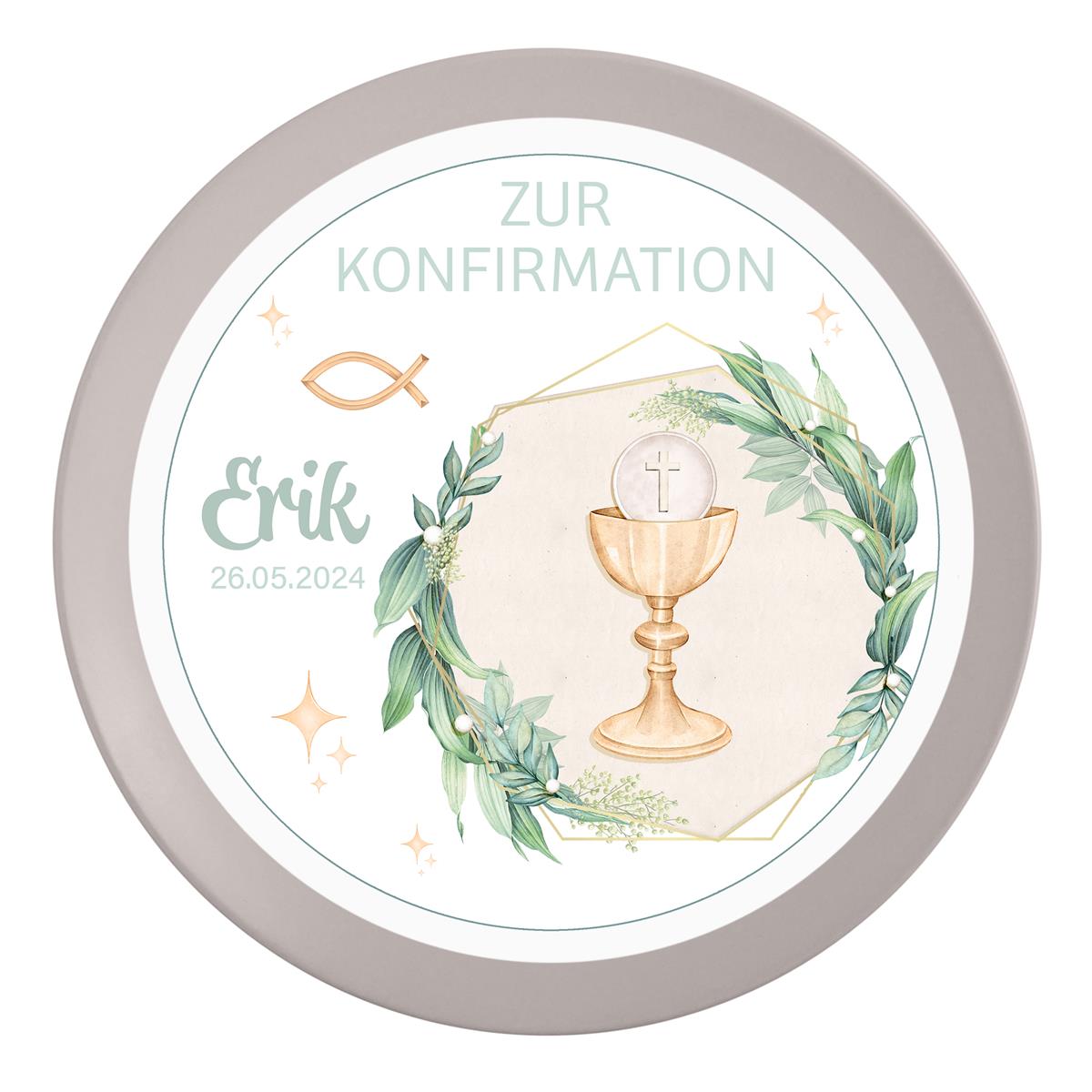 Tortenaufleger Konfirmation Kelch 1 Name & Datum (20cm)