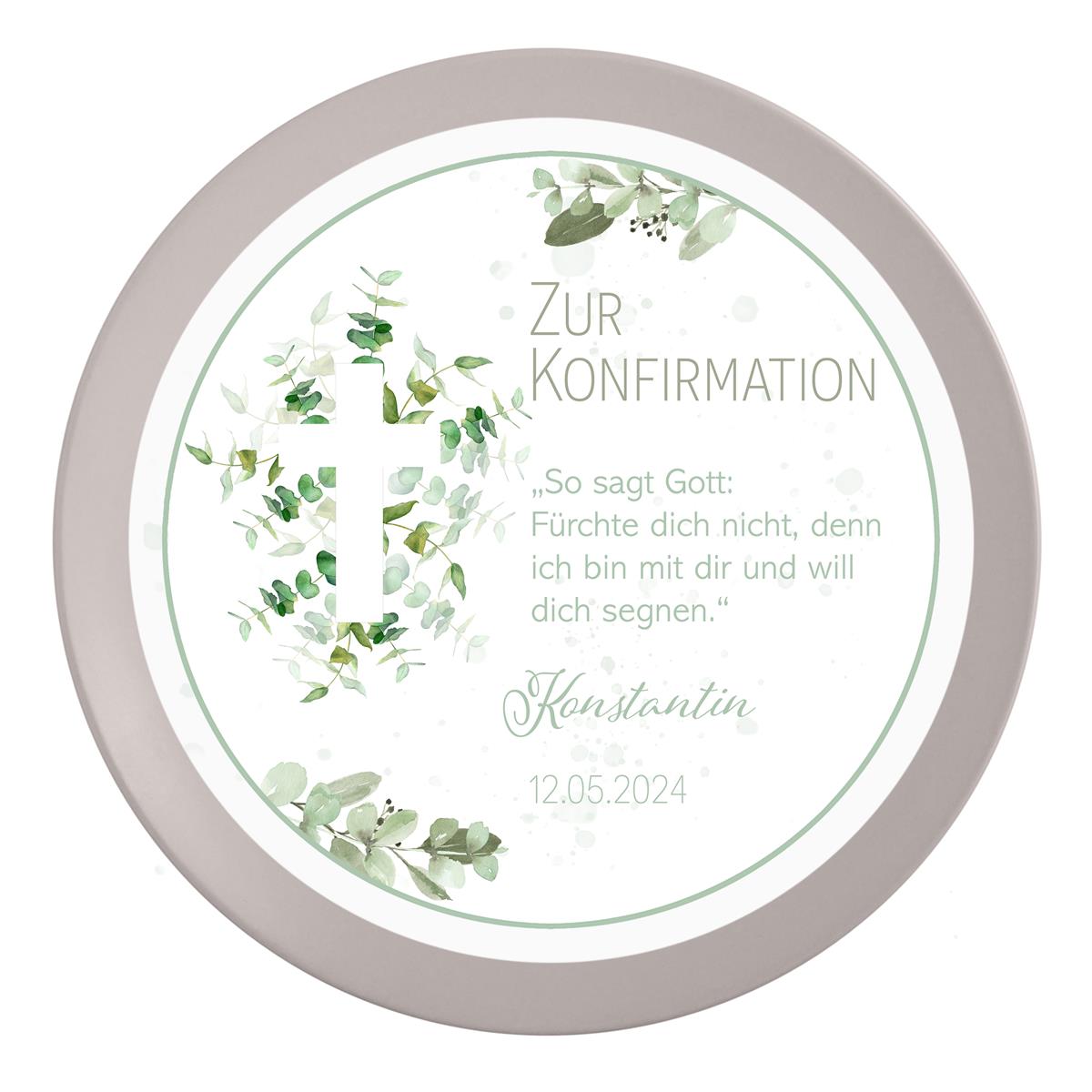 Tortenaufleger Konfirmation Kreuz 1 Name & Datum (20cm)