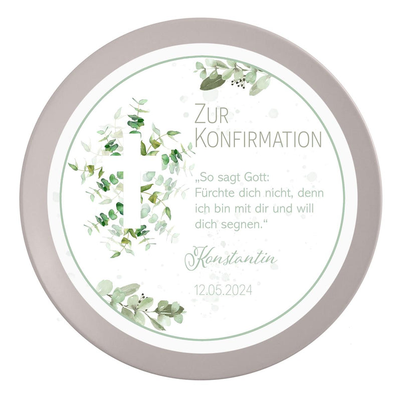 Tortenaufleger Konfirmation Kreuz 1 Name & Datum (20cm)