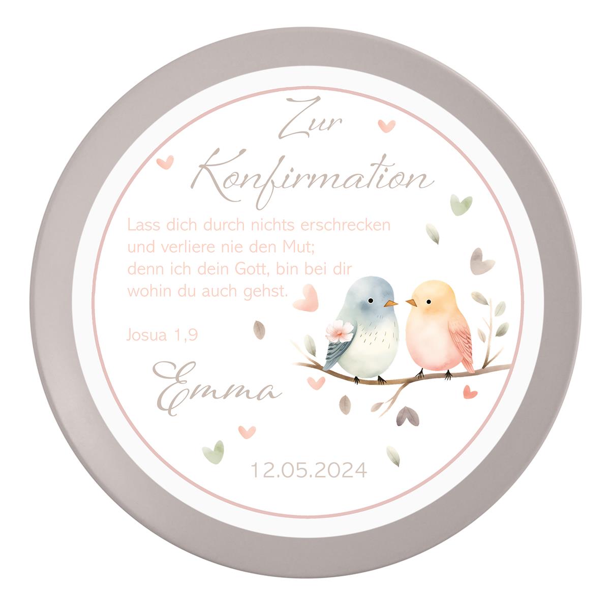 Tortenaufleger Konfirmation Vögel 1 Name & Datum (20cm)