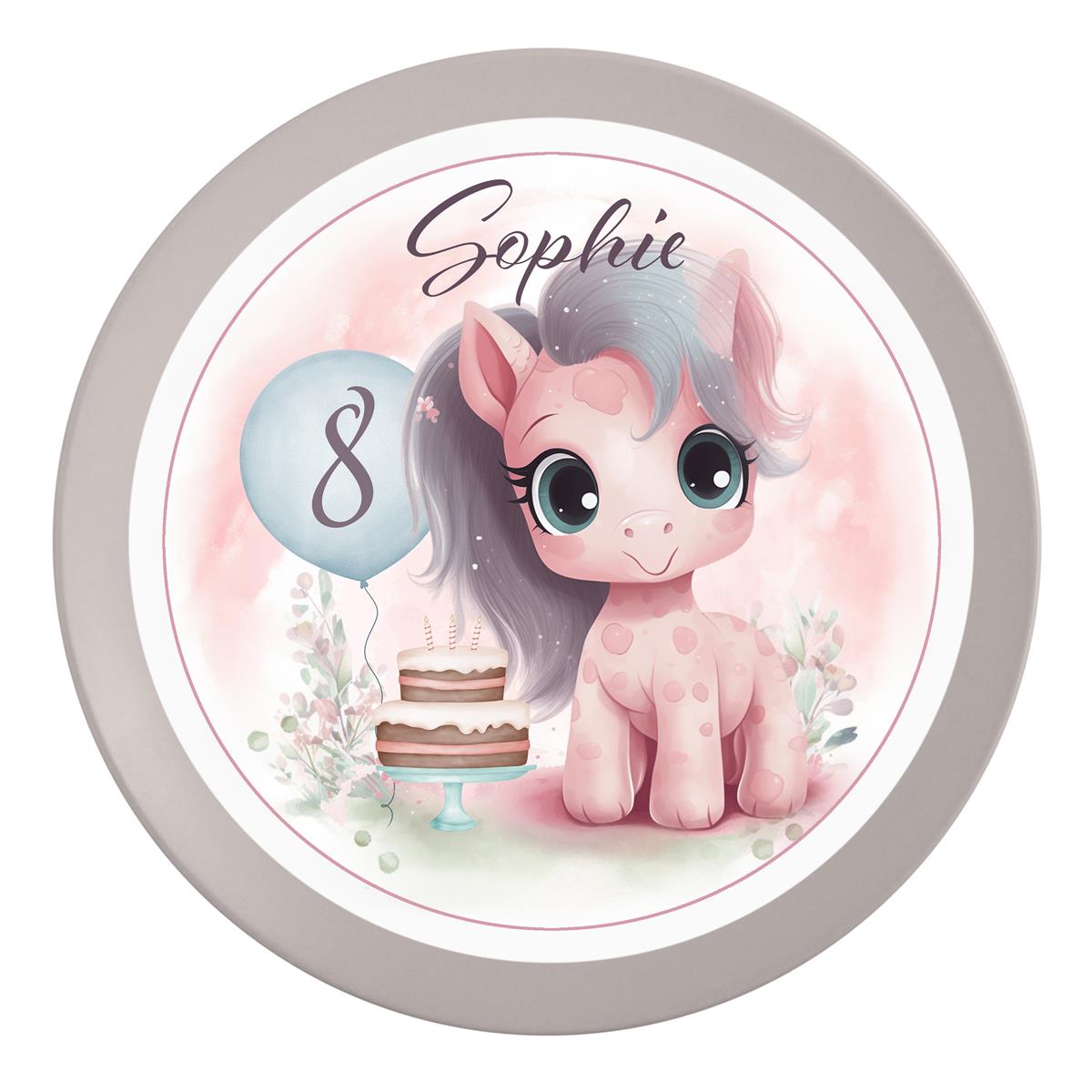 Tortenaufleger Geburtstag Pferd Pony 2 Name & Zahl (20cm)